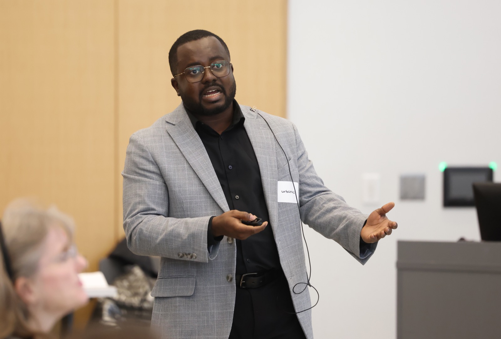 Urbanus Wedaaba Azupogo facilitating a lecture with an audience